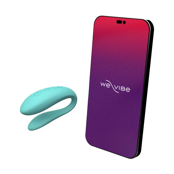 We-Vibe Sync Lite App Controlled Rechargeable Silicone Couples Vibrator - Aqua