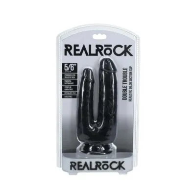 Couples Dildos Realrock Double Trouble 5 In 6 In Dildo Black