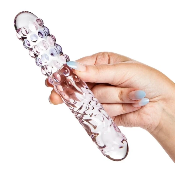 Glacier Glass Pink and Blue Textured Dildo – 7.5 Inch — image 4 of 4