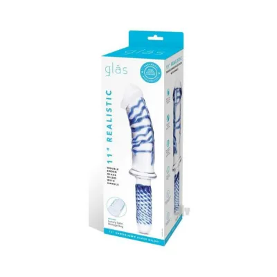 Glas Realistic Double Glass Dildo Handle 11 In