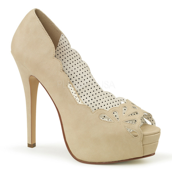 5 1/4 inches Heel, 1 1/2 inches P/F Peep Toe Pump W/Cut-Out Detail