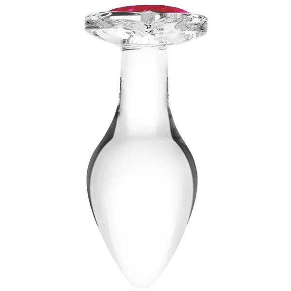 Gläs Heart Jewel Glass Butt Plug 3 Piece Anal Training Set - Clear With Pink Jewel