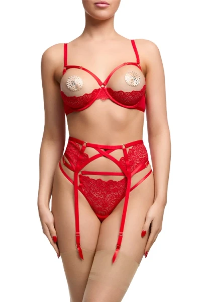 Dita Von Teese Von Follies Madame XXX Red Suspender Garter Belt