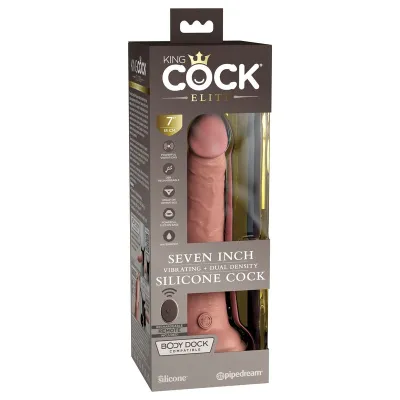 Pipedream Products King Cock Elite 7 Vibrating Silicone Cock Light