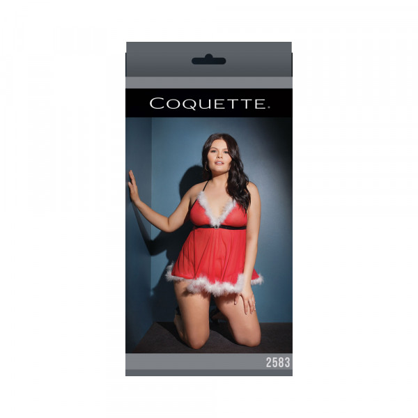 Babydoll & G-string Red/white Xl