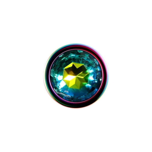 Evolved Rainbow Metal Plug - Medium Coloured 11.1 cm Medium Butt Plug with Gem Base