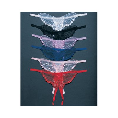 Butterfly Crotchless Panty W pearl Sequin Detail Plus Size Assorted 12pk