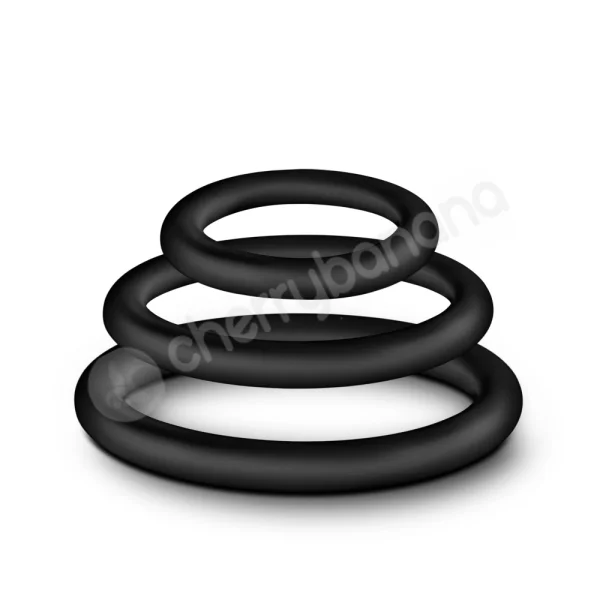Performance VS4 Pure Premium Silicone Black Cock Rings Mixed 3 Pack