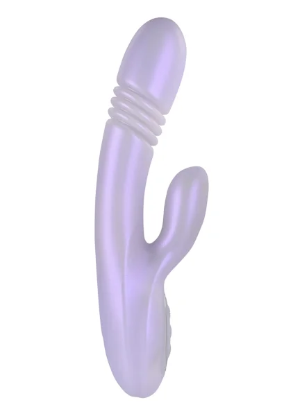 Playboy Pleasure Bumping Bunny Warming Rechargeable Silicone Thrusting Rabbit Vibrator - Lavender