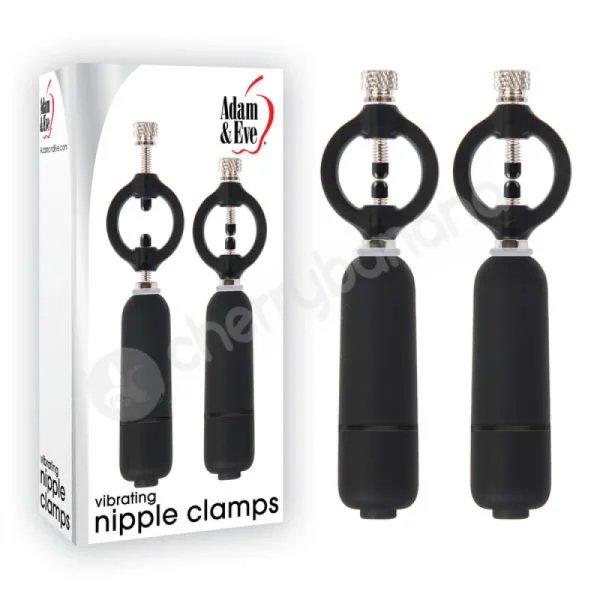 Adam & Eve Black Vibrating Nipple Clamps