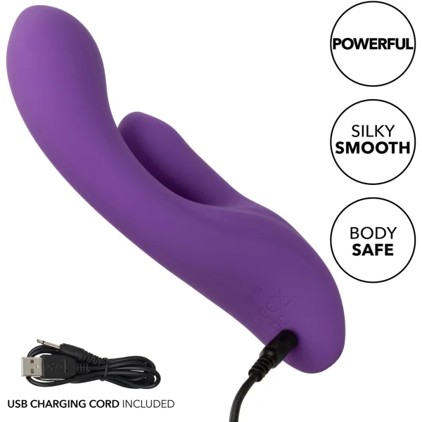 Stella Liquid Silicone Dual Pleaser Rechargeable Waterproof Rabbit Style Vibrator By CalExotics - Purple