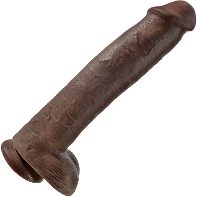 King Cock 15 Suction Cup Dildo With Balls Chocolate