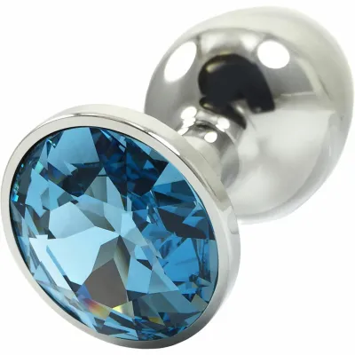 Pretty Plugs Aqua Crystal And Stainless Steel Butt Plug Small