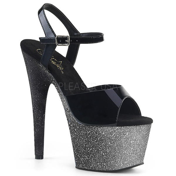 7 inches Heel, 2 3/4 inches Ombre Glittered PF Ankle Strap Sandal — image 9 of 25
