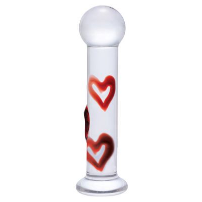 Lil Hearts Glass Plug With Raised Heart Texture Clear 4 25 Inch