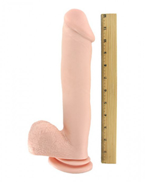 Deep Dickin Derek 12 Inch Dildo With Suction Cup - Flesh - 12 Inch