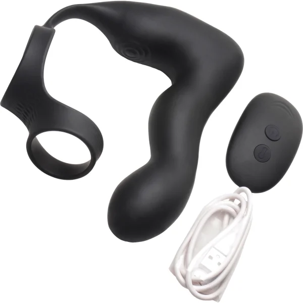 Swell 10X Inflatable Rechargeable Silicone Vibrating Prostate Plug With Cock & Ball Ring & Remote - Black — image 8 of 15