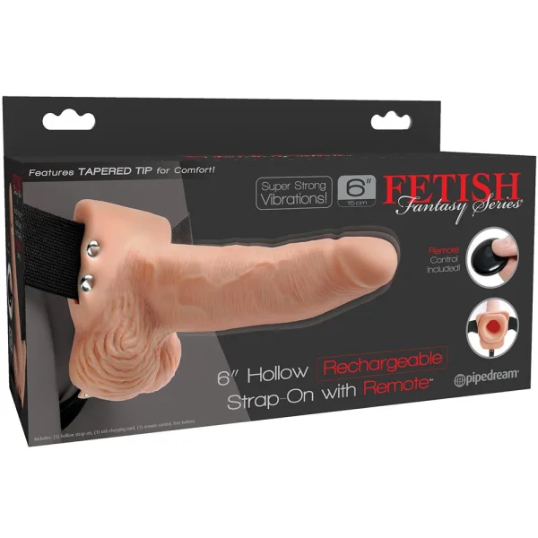 Fetish Fantasy 6" Hollow Vibrating Strap-On with Remote