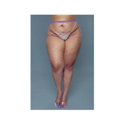 Women s Lingerie Bewicked Oversized Fishnet Pantyhose Purple Queen Size