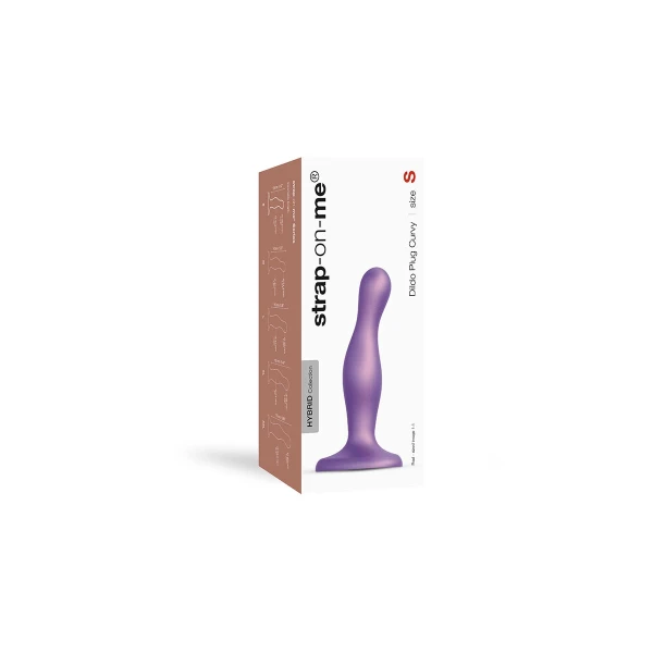 Strap-on-Me Hybrid Collection Curvy Silicone Suction Cup Dildo - L Metallic Purple