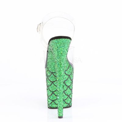 8 inches Heel 4 inches PF Ankle Strap Sandal w Mermaid Scales Design