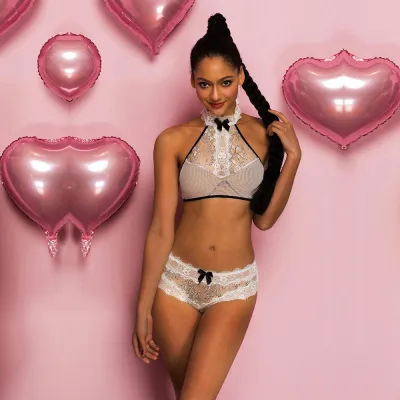 White Lace Bra Set XS M