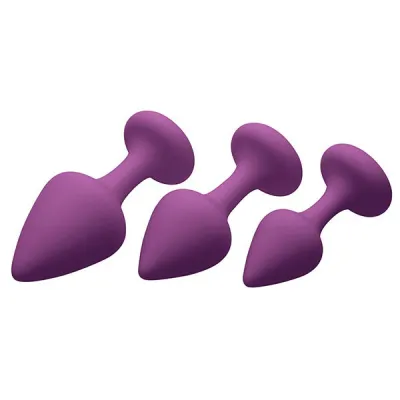 Frisky Purple Pleasures 3 Piece Silky Silicone Anal Plugs