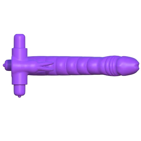 Silicone Double Penetrator Vibrating Rabbit Cock Ring Purple by Pipedream — image 5 of 7