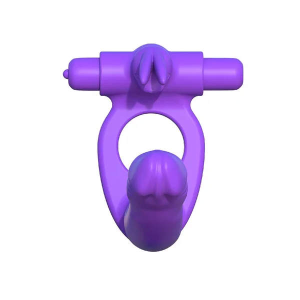 Silicone Double Penetrator Vibrating Rabbit Cock Ring Purple by Pipedream — image 3 of 7