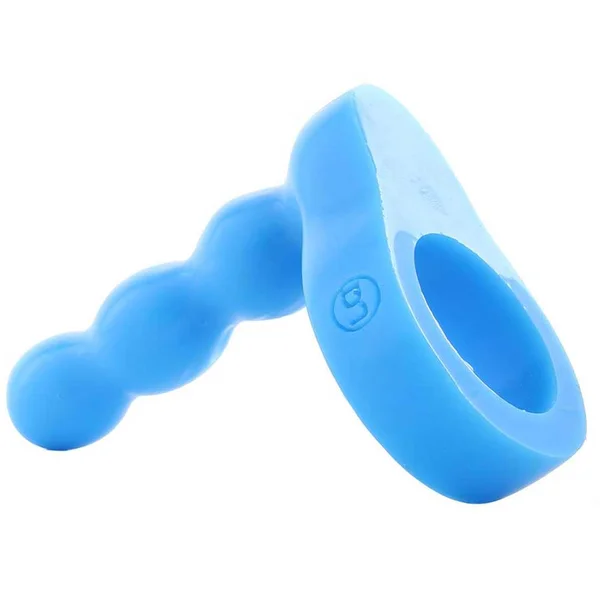 Platinum Silicone The Double Dip 2 Cock Ring Plug in Blue by Doc Johnson — image 5 of 6