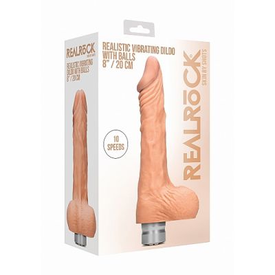 20cm Realistic Vibrating Dildo With Balls Flesh