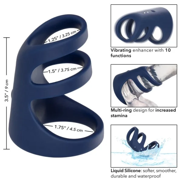 Viceroy Platinum Series Silicone Rechargeable Triple Cock Cage Vibrating Cock Ring By CalExotics