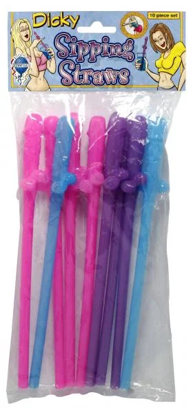 Bachelorette Party Favors 10 Pecker Straws Pink And Purple