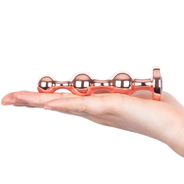 Bejewelled Rose Gold Steel Beaded Butt Plug - 4, 4.5 or 5 Inch