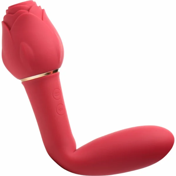 INMI Bloomgasm Dual-Ended Rose Wand Vibrator and Air Pulse Stimulator