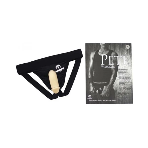 Strap-on Dildos & Harnesses: Spareparts Pete Commando Nylon Packing Jock Black Size L