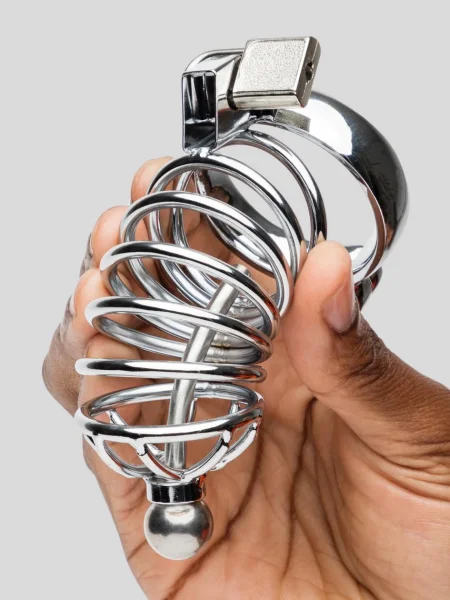 DOMINIX Deluxe Corkscrew Male Chastity Cage with Urethral Sound