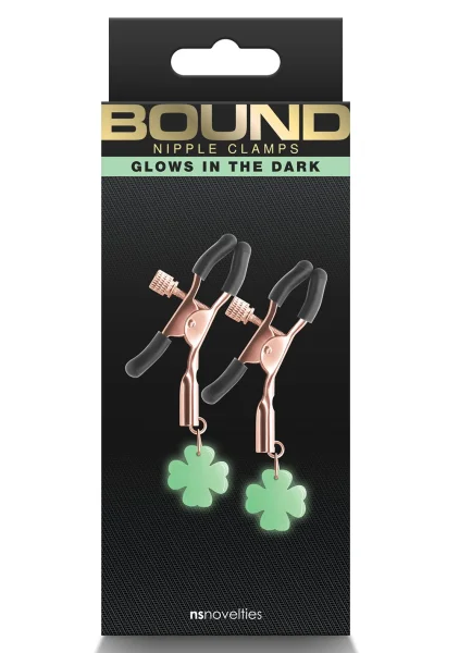 Bound Adjustable G4 Glow In The Dark Nipple Clamps by NS Novelties - Rose Gold