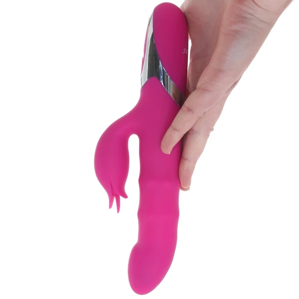 Enchanted Embrace Rechargeable Silicone Dual Stimulation Vibrator With Thrusting Beads By CalExotics