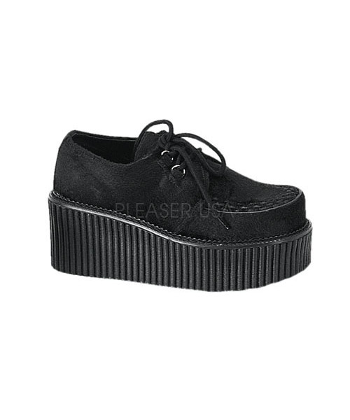 CREEPER-202 - 3" P/F Goth Punk Rockabilly Blk Fur Creeper Shoe