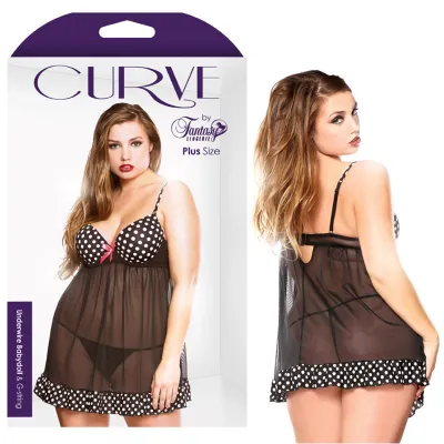 Curve Underwire Babydoll G Polka 1X 2X