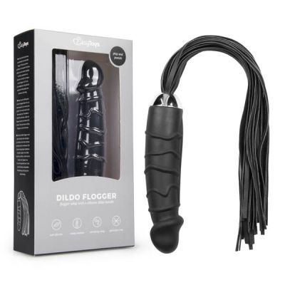 EasyToys Dildo Flogger Black 14 cm 5 5 Dong with Flogger Tail