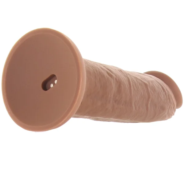 Girthy Vibrating Rechargeable Waterproof 7" Silicone Suction Cup Dildo By Evolved Novelties - Caramel