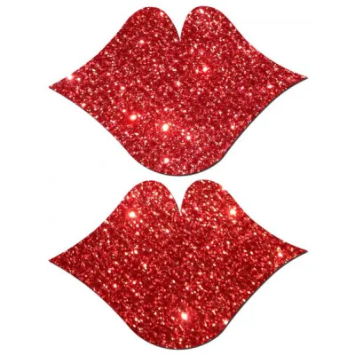 Lips Kisses Red Glitter Pasties O S
