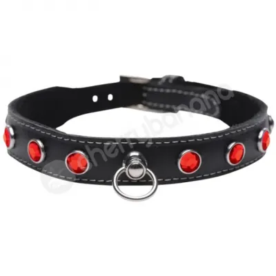 Master Series Bling Vixen Leather Adjustable Choker W Purple Rhinestones