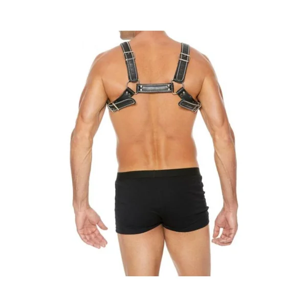 Premium Leather D-ring Zipper Bulldog Harness S/m Black