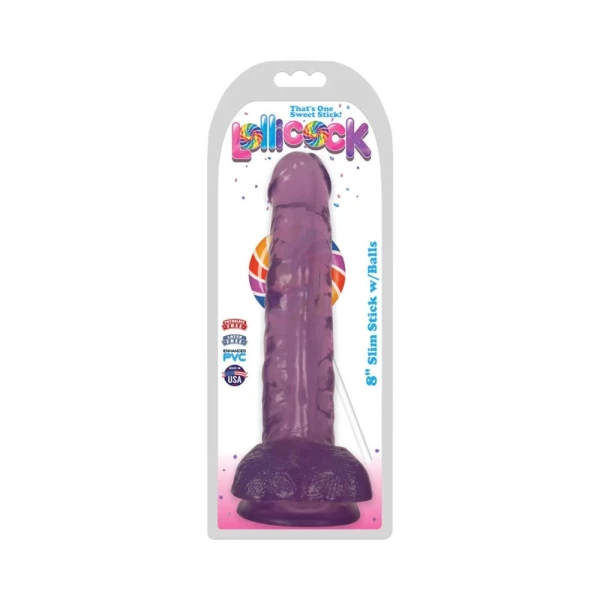 Lollicock 8 inches Slim Stick Dildo with Balls