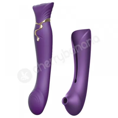 Zalo Queen Twilight Purple G spot Pulse Wave Vibrator with Suction Sleeve