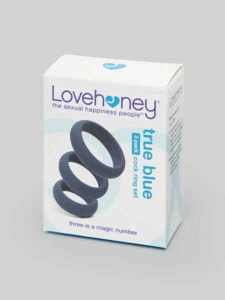 Lovehoney True Blue Silicone Cock Ring Set (3 Count)