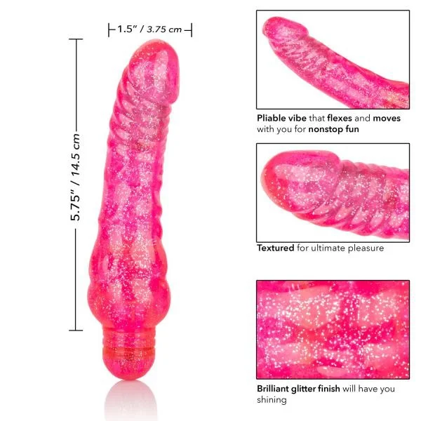 Sparkle Glitter Jack Pink Vibrating Dildo — image 6 of 8